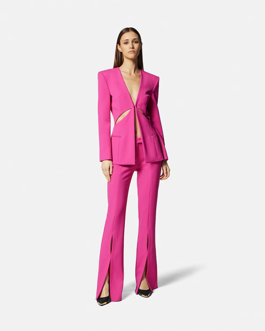 VERSACE - SLASHED TAILORED PANTS PINK