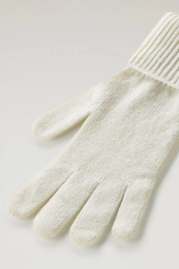 WOOLRICH - CASHMERE RIBBED GLOVES MILKY CREAM