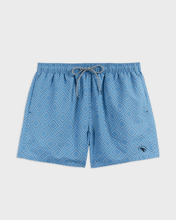 TED BAKER - CETCHUP Geometric print swimshort - MID BLUE