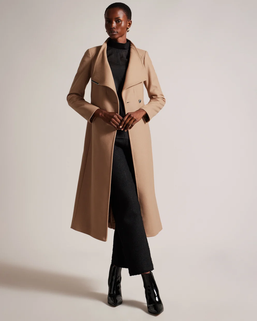 TED BAKER - ROSELL LONG LENGTH WOOL WRAP CAMEL