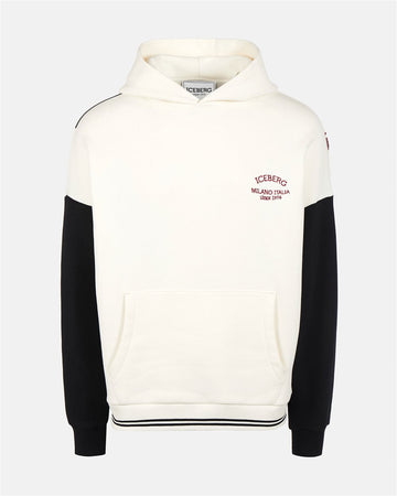 ICEBERG - HOODED SWEATSHIRT WITH CARTOON DETAIL BLACK AND WHITE