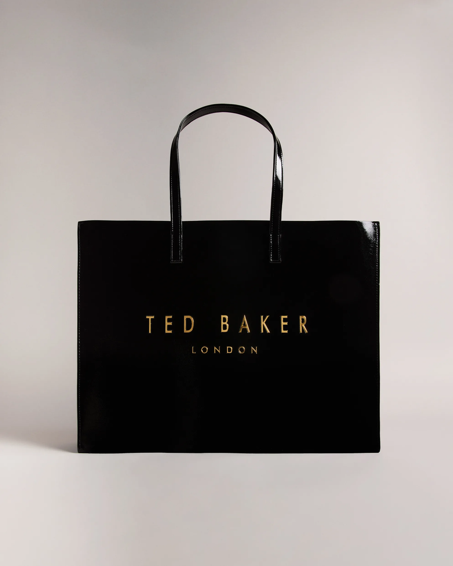 TED BAKER - CRIKON WIDE CRINKLE TEXTURE ICON TOTE BAG BLACK