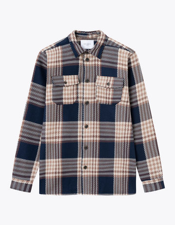 LES DEUX - JESSE CHECK HYBRID SHIRT DARK NAVY / IVORY