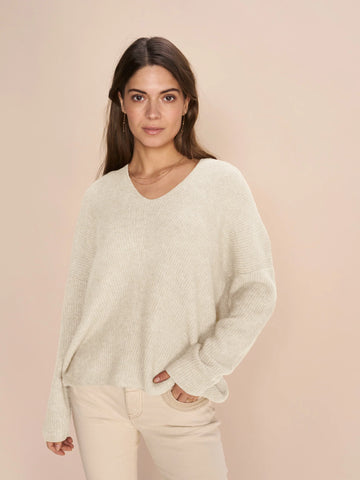 MOS MOSH - MMTHORA V-NECK KNIT - ECRU