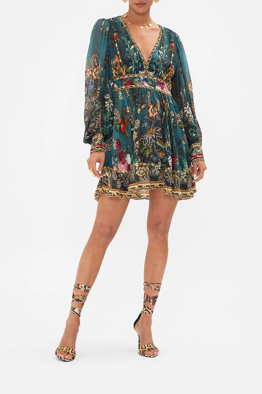 CAMILLA - SHORT DRESS WITH BLOUSON SLEEVE VERDIS WORLD