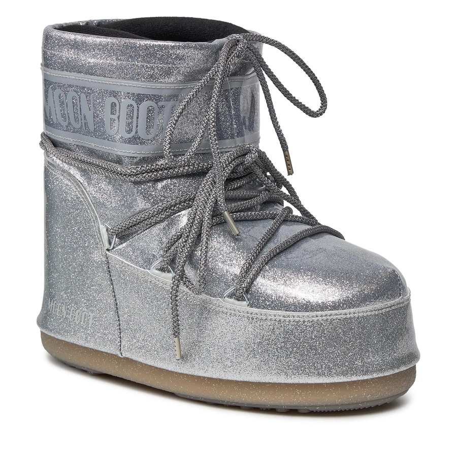 MOON BOOT - ICON LOW GLITTER SILVER