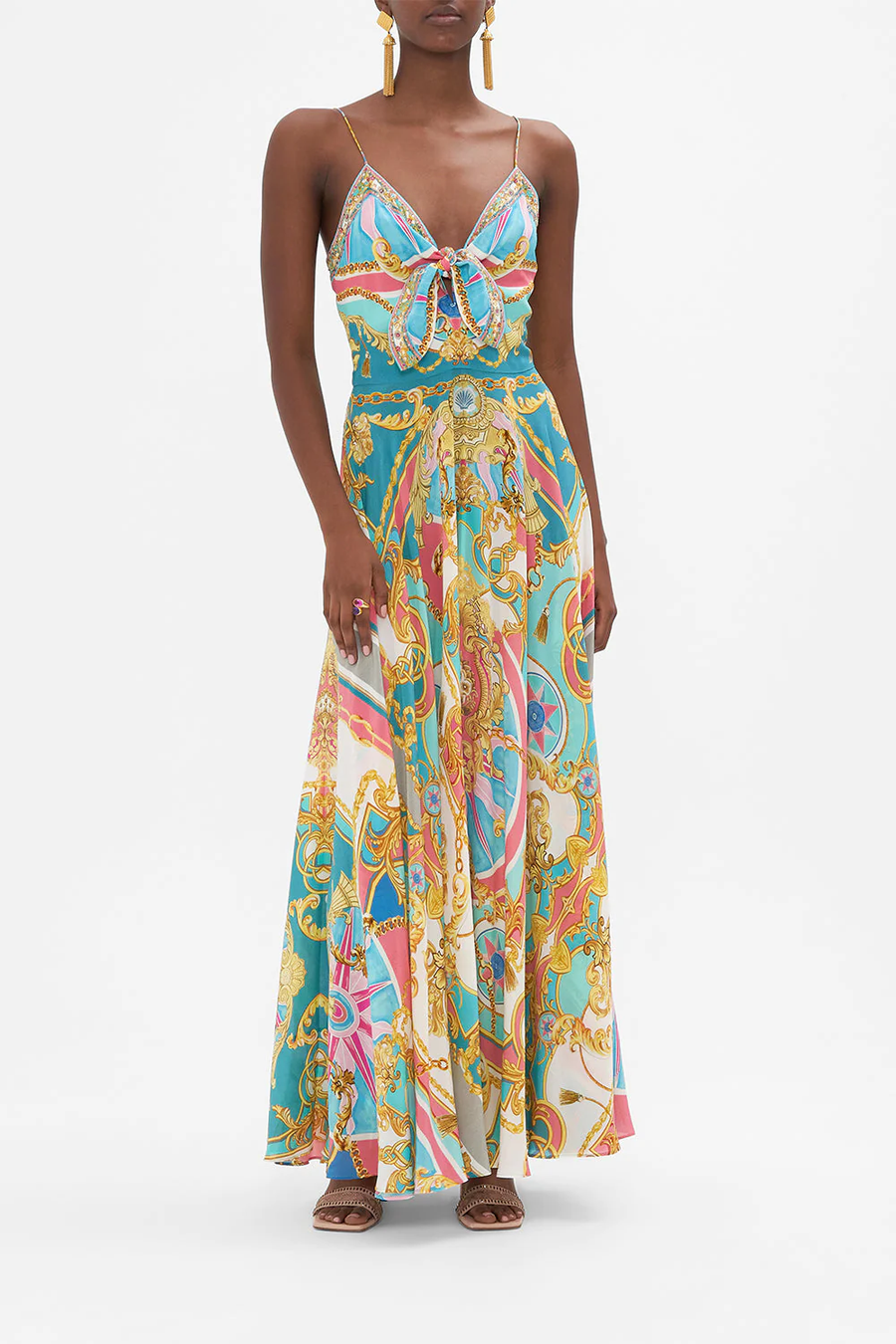 CAMILLA - LONG DRESS WITH TIE FRONT SAIL AWAY WITH ME