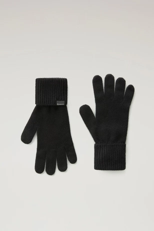 WOOLRICH - CASHMERE RIBBED GLOVES BLACK