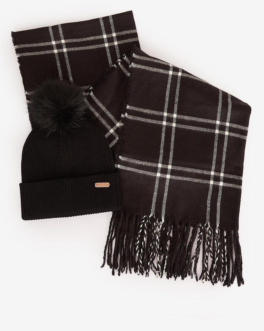 BARBOUR INTERNATIONAL - BEANIE & SCARF GIFT SET BLACK