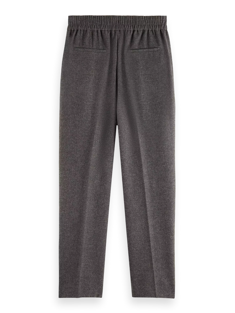 SCOTCH & SODA - MAIA MID RISE TAPERED LEG WOOL FANNEL PULL ON PANT CHARCOAL MELANGE
