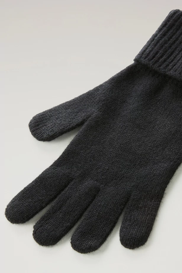 WOOLRICH - CASHMERE RIBBED GLOVES BLACK