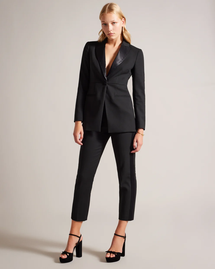TED BAKER - ARAAL SINGLE BREASTED JACKET WITH SATIN PANELS BLACK