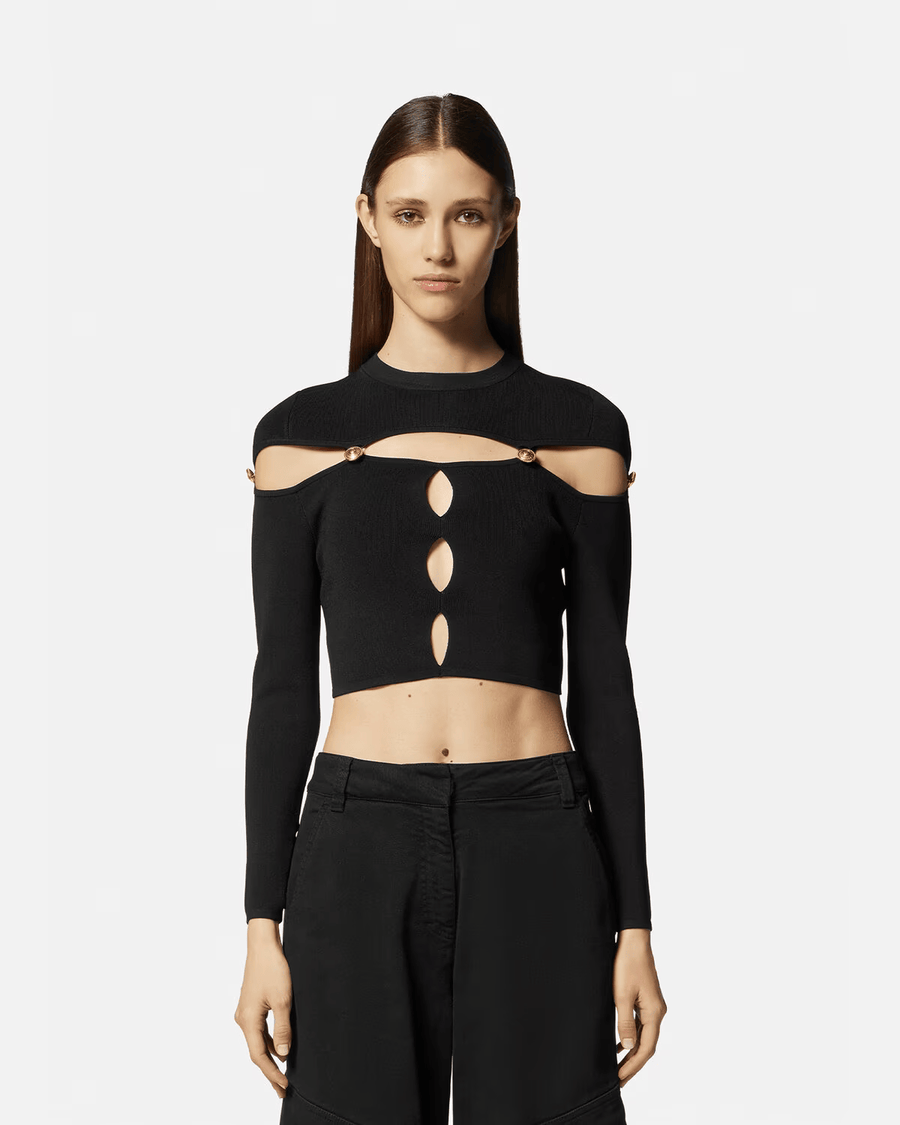 VERSACE - CUTOUT CROP TOP BLACK