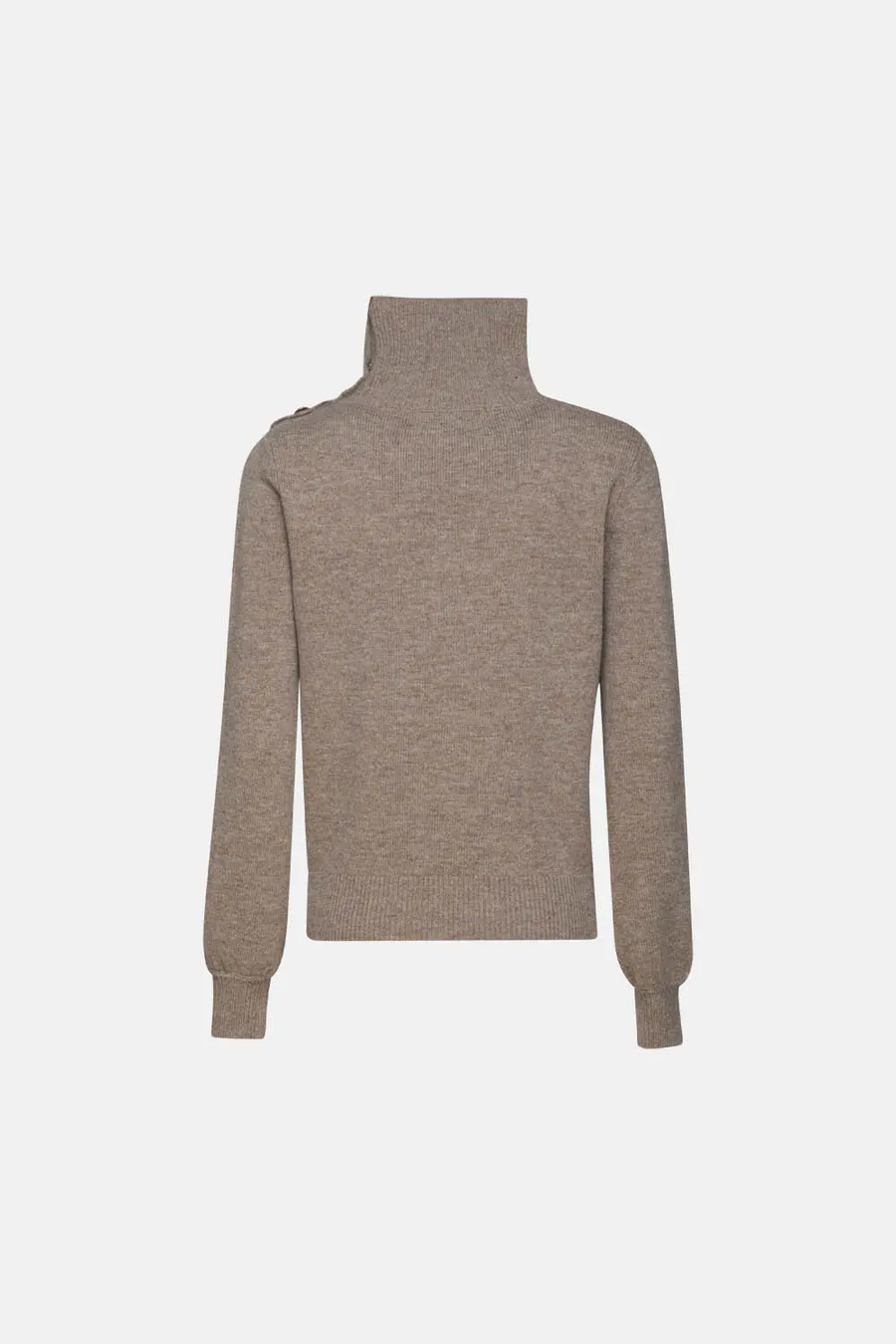 SKILLS & GENES - PURE WOOL TURTLENECK WITH JEWEL BUTTONS ON THE NECK INTENSE SAND
