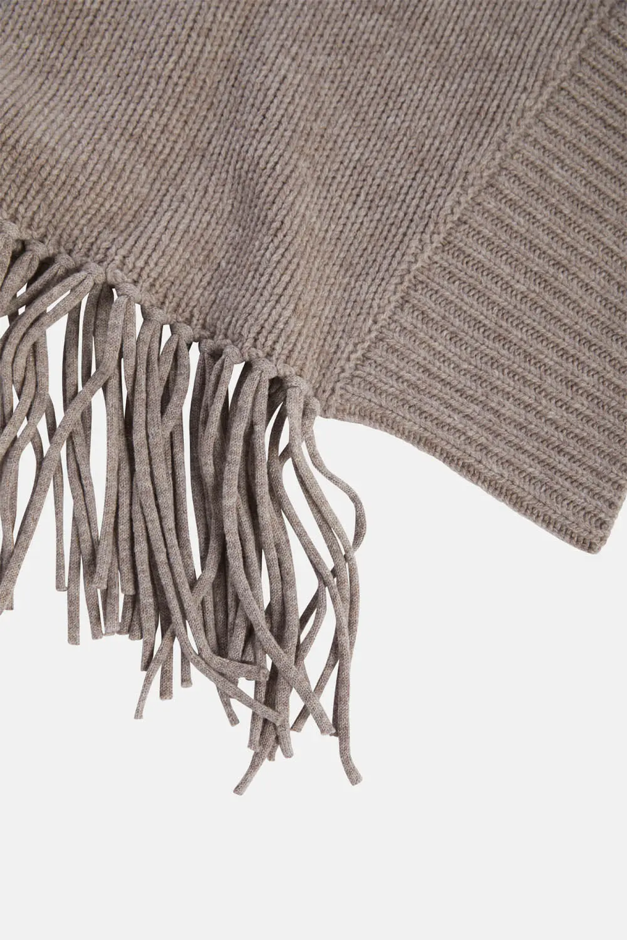 SKILLS & GENES - VIRGIN WOOL PONCHO WITH FRINGES INTENSE SAND