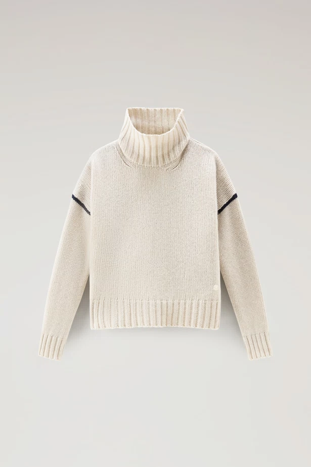 WOOLRICH - WOOL CABLE' TURTLENECK MILKY CREAM