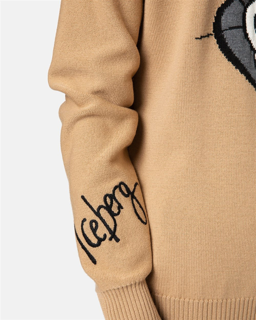 ICEBERG - SWEATER WITH CARTOON DETAIL HAZELNUT