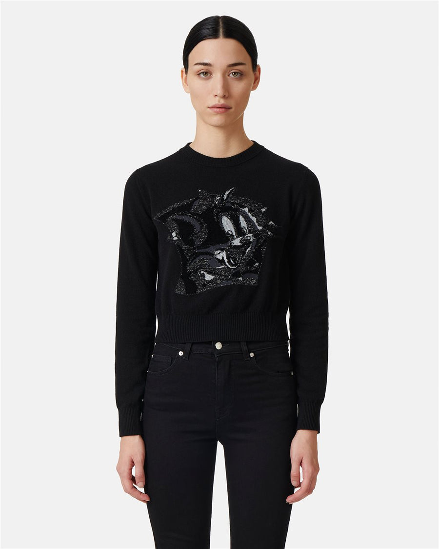 ICEBERG - CREWNECK SWEATER WITH CARTOON DETAIL BLACK