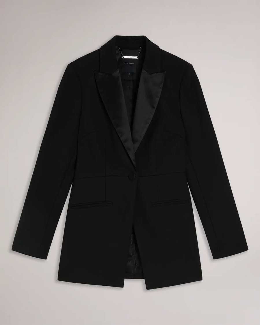 TED BAKER - ARAAL SINGLE BREASTED JACKET WITH SATIN PANELS BLACK