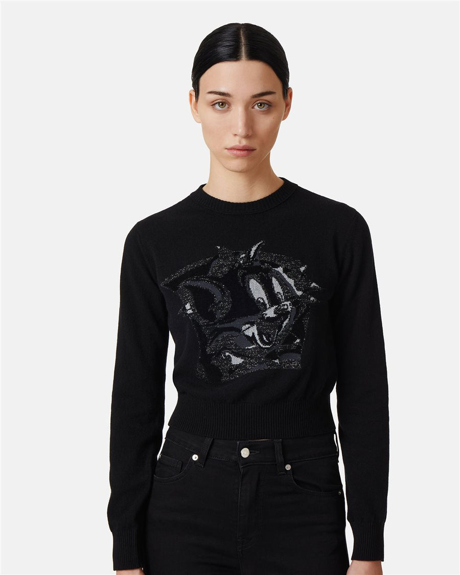 ICEBERG - CREWNECK SWEATER WITH CARTOON DETAIL BLACK