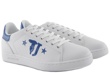 TRUSSARDI - SYNTHETIC LEATHER SNEAKERS WHITE/BLUE