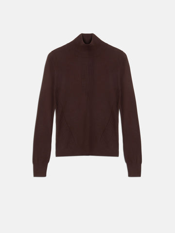 TRUSSARDI - OPENWORK POLO NECK CHOCOLATE PLUM