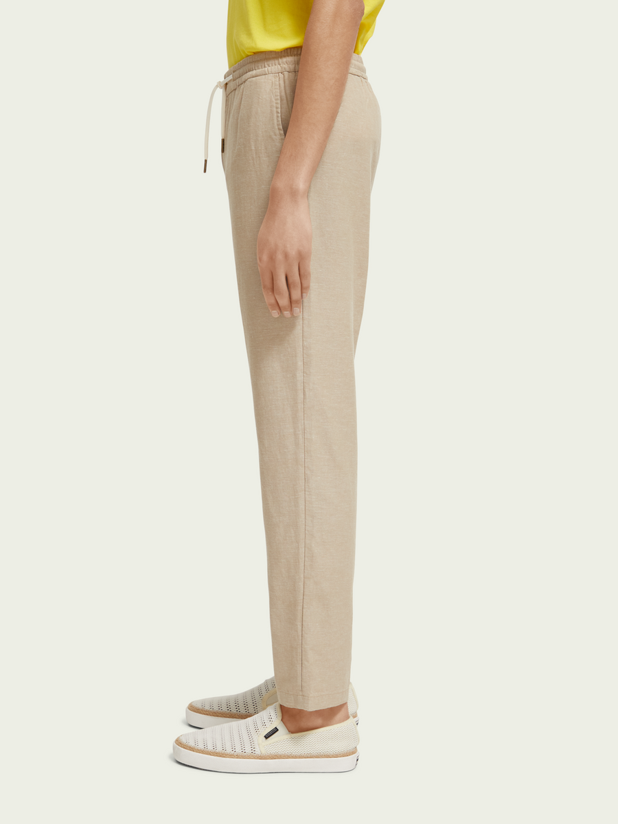 SCOTCH & SODA - WARREN STRAIGHT LEG LINEN BLENDED JOGGER SAND