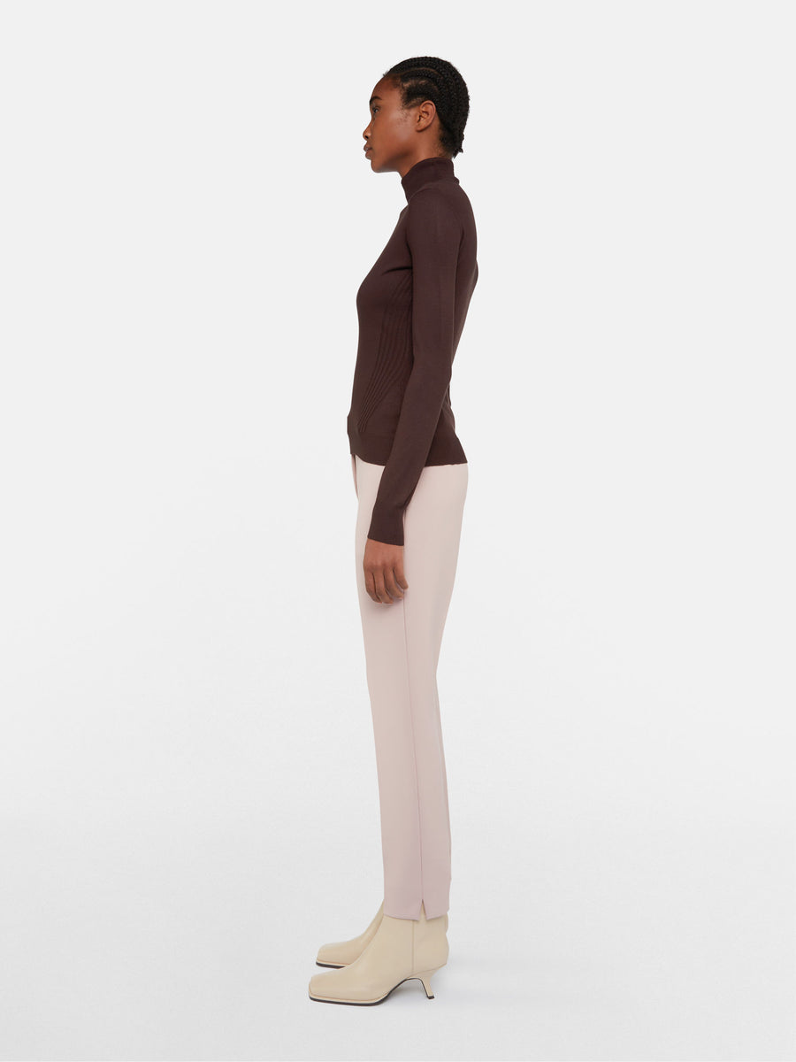 TRUSSARDI - OPENWORK POLO NECK CHOCOLATE PLUM
