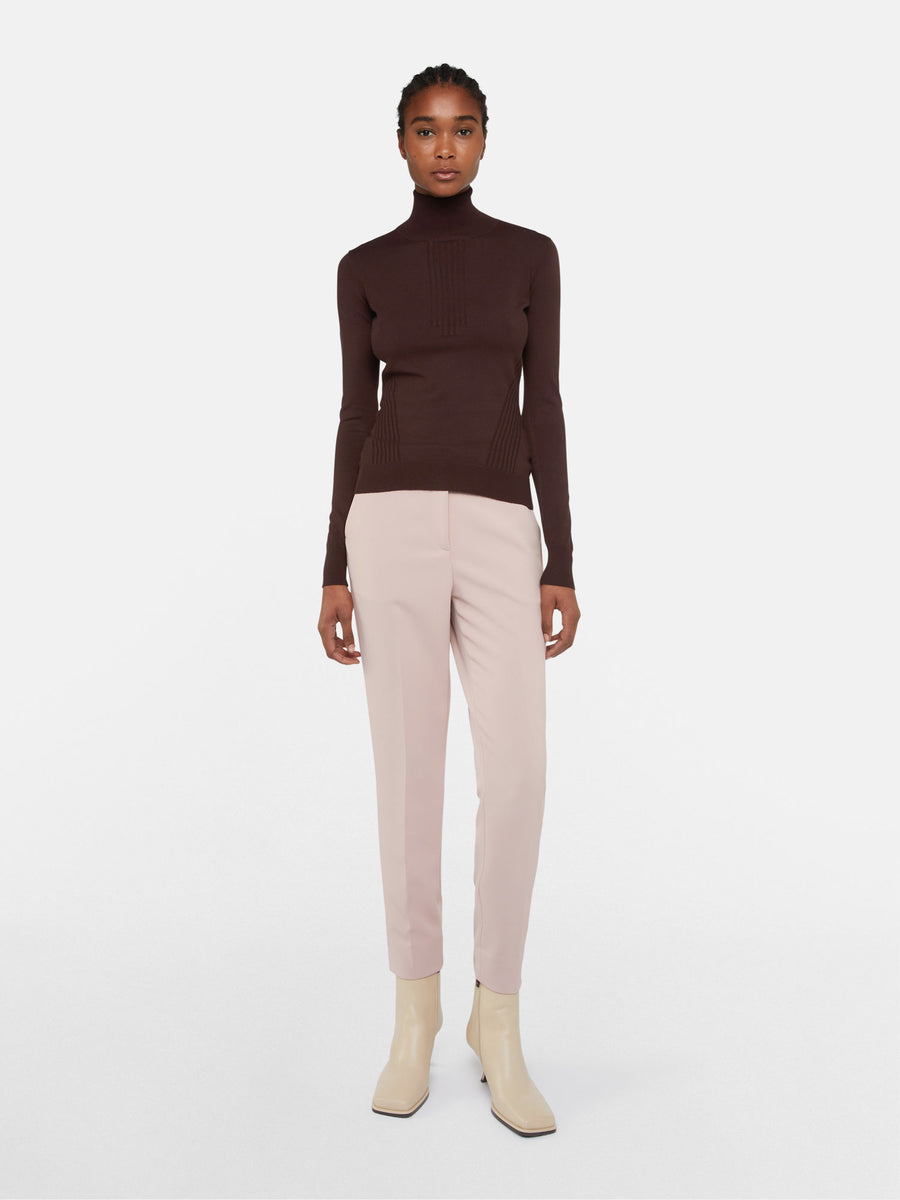 TRUSSARDI - OPENWORK POLO NECK CHOCOLATE PLUM