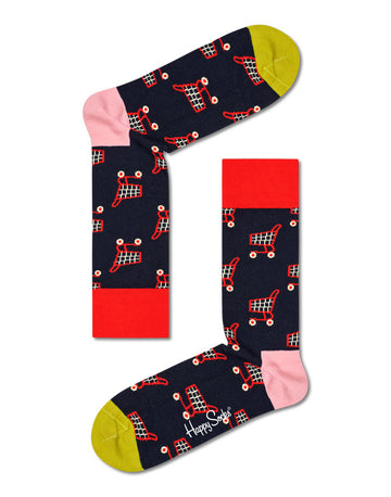 HAPPY SOCKS - NAVY SHOP TIL YOU DROP CREW SOCK