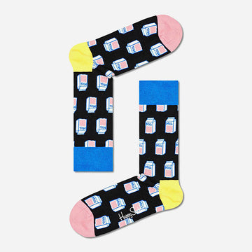 HAPPY SOCKS -BLACK MILK CREW SOCK