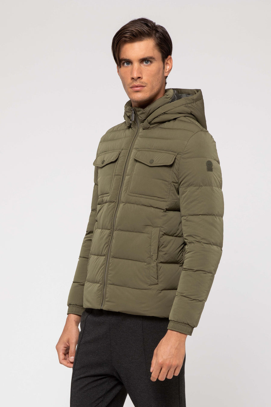 CIESSE PIUMINI - RANY REAL DOWN HOODY JACKET OLIVE NIGHT