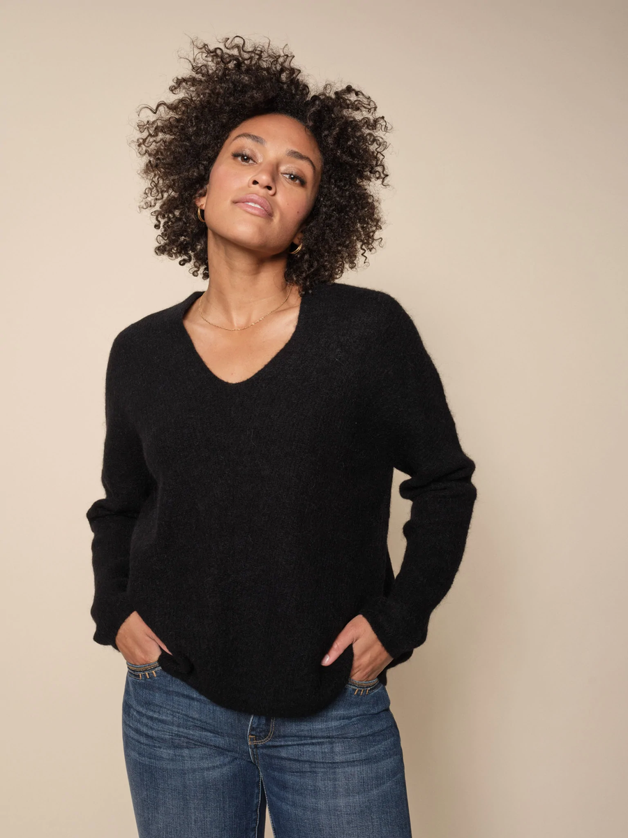MOS MOSH - THORA V-NECK KNIT BLACK