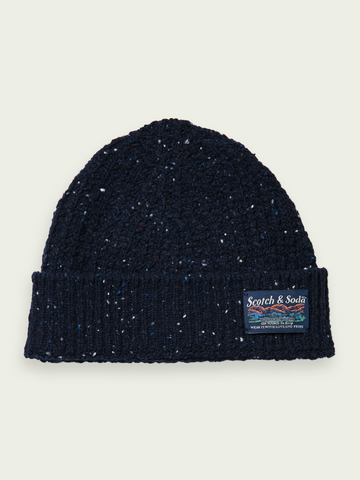 SCOTCH & SODA - SPECKLED WOOL-BLEND CABLE KNIT BEANIE COMBO A
