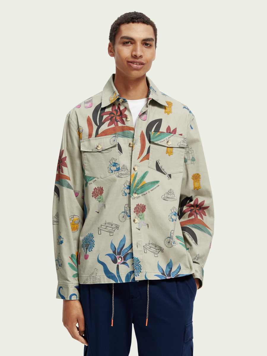 SCOTCH & SODA- RELAXED FIT PRINTED ORGANIC COTTON SHIRT COMBO A