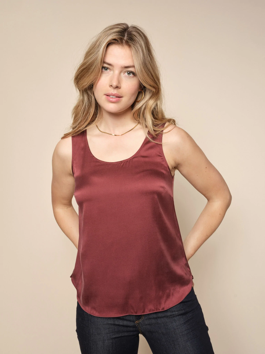 MOS MOSH - ASTRID SILK TANK TOP OXFORD RED
