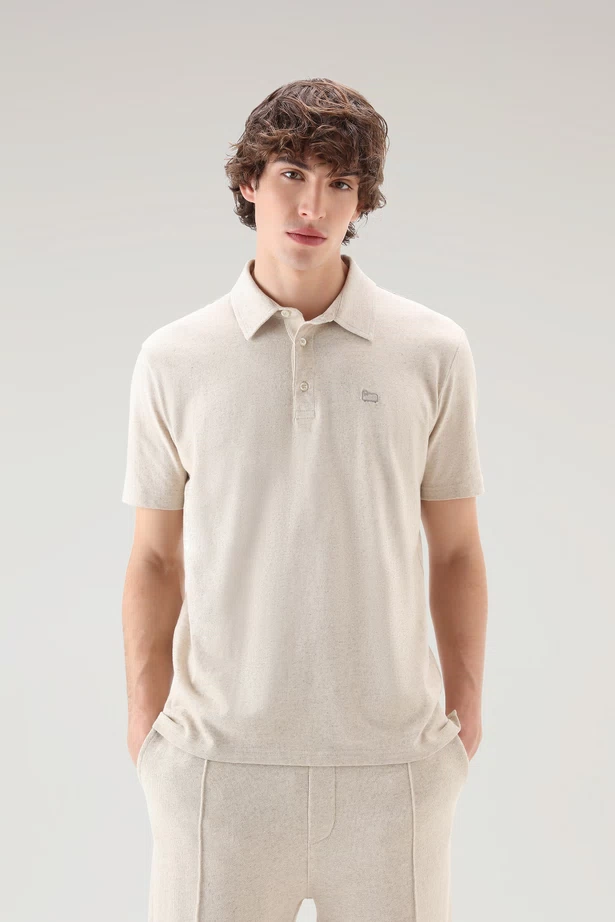 WOOLRICH - COTTON LINEN POLO BEACH SAND