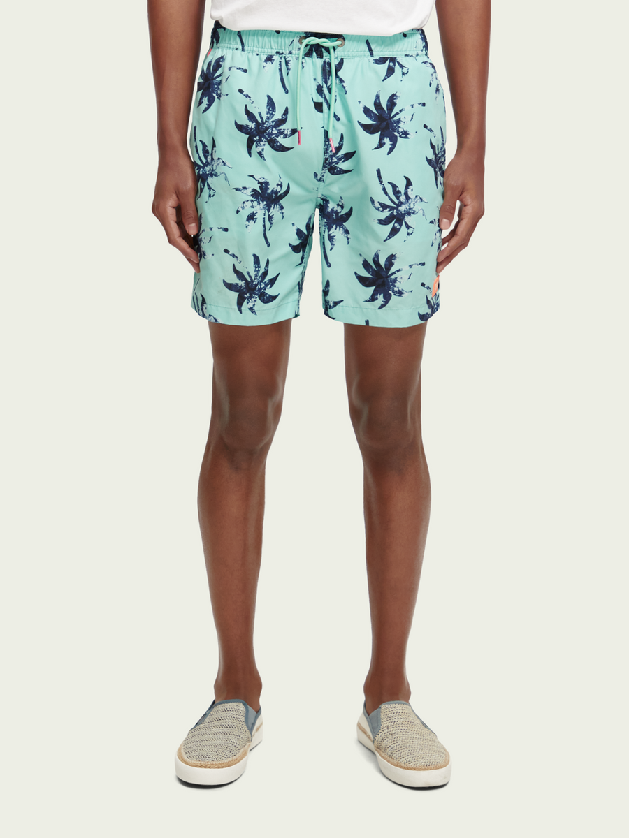 SCOTCH & SODA - MID LENGHT PRINTED SWIM SHORT MINT WAX LEAF AOP