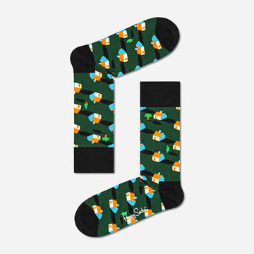 HAPPY SOCKS - DARK GREEN NEIGHBOURS CREW SOCK