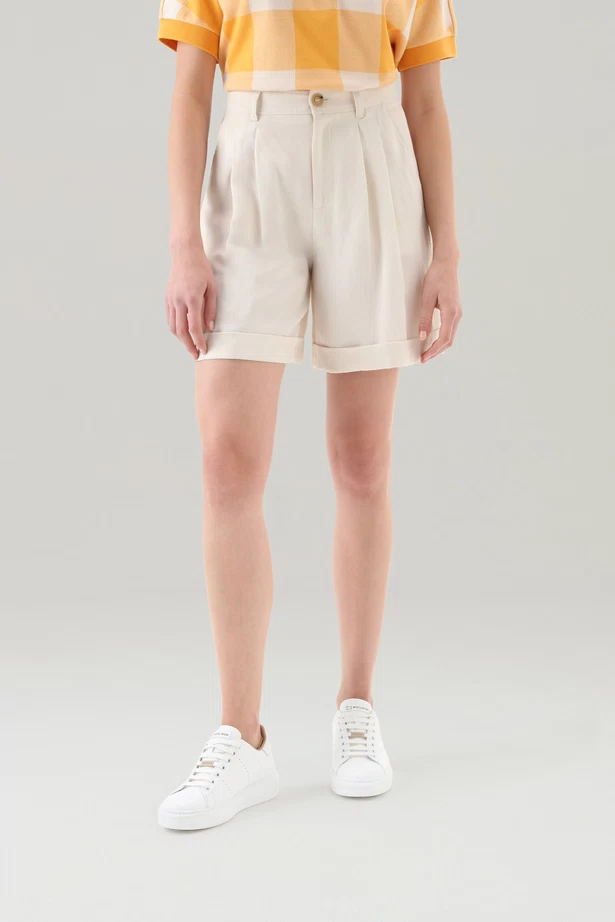 WOOLRICH - VISCOSE LINEN SHORT MILKY CREAM