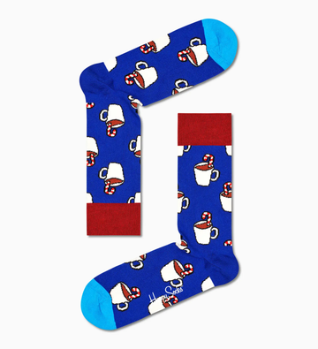 HAPPY SOCKS - BLUE CANDY CANE COCOA CREW SOCK