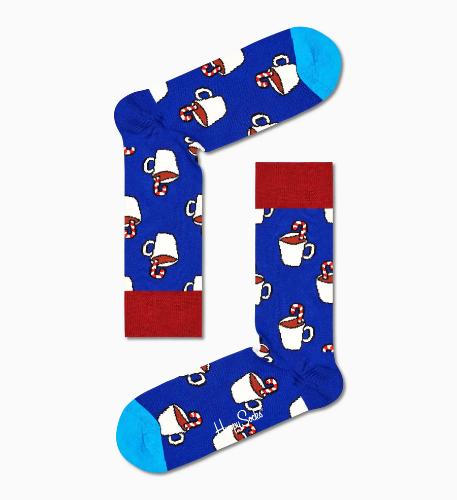 HAPPY SOCKS - BLUE CANDY CANE COCOA CREW SOCK