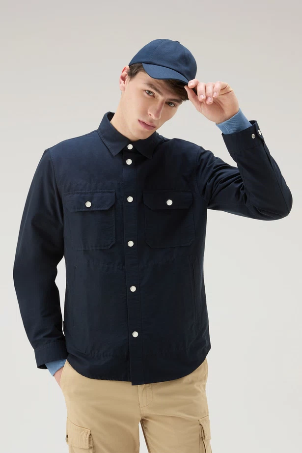 WOOLRICH - CRUISER ECO OVERSHIRT MELTON BLUE