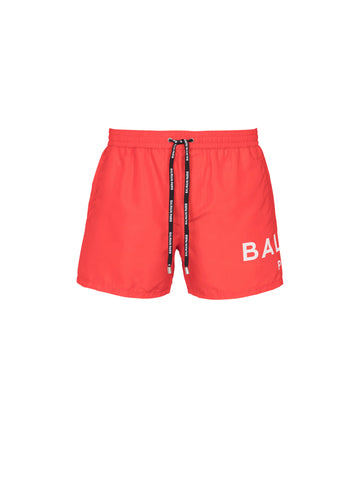 BALMAIN - LOGO SWIM SHORTS RED/ WHITE