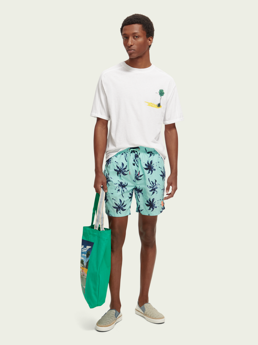 SCOTCH & SODA - MID LENGHT PRINTED SWIM SHORT MINT WAX LEAF AOP