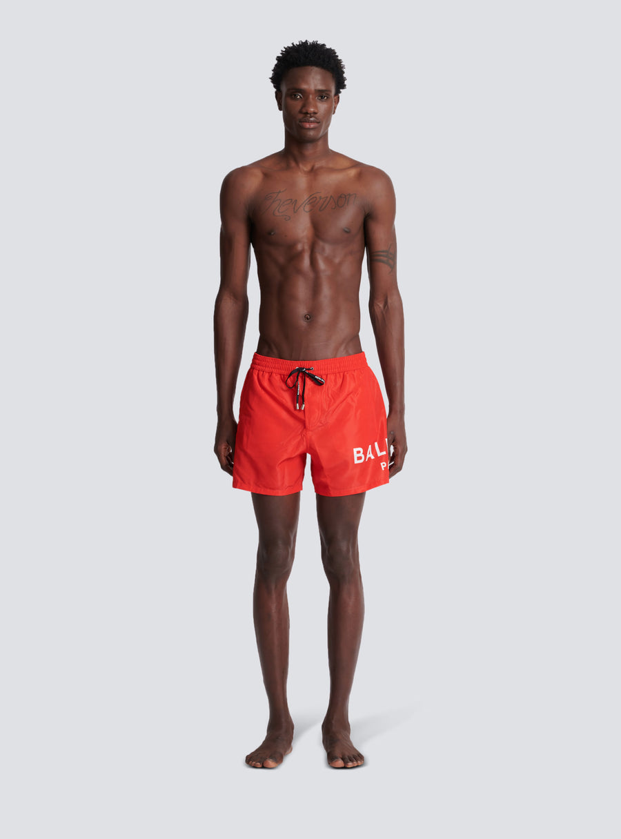 BALMAIN - LOGO SWIM SHORTS RED/ WHITE