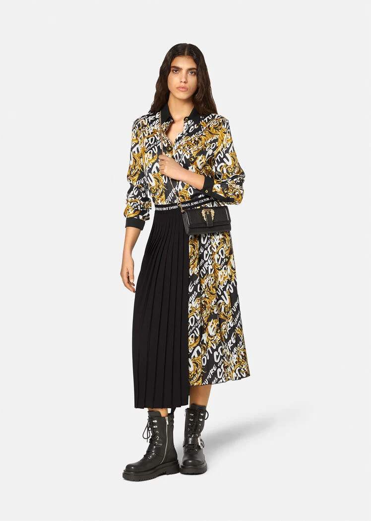 VERSACE - LOGO BRUSH COUTURE MIDI SKIRT