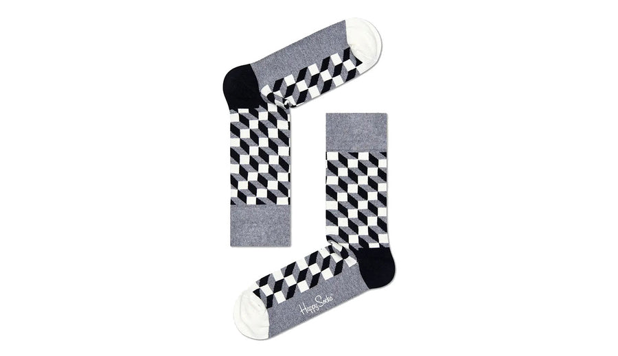 HAPPY SOCKS - DARK GREY 4-PACK CLASSIC BLACK & WHITE CREW SOCKS GIFT SET