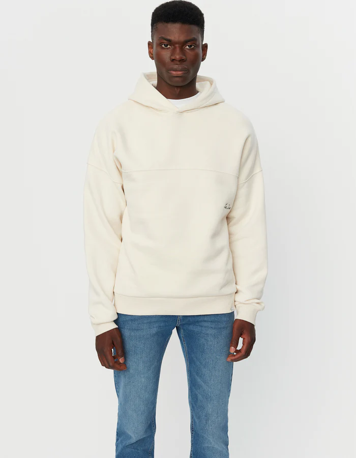 LES DEUX - CARTER WOOL HOODIE IVORY / OLIVE NIGHT