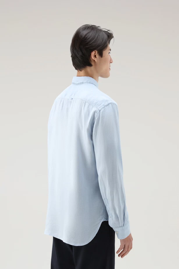 WOOLRICH - LINEN SHIRT PALE INDIGO